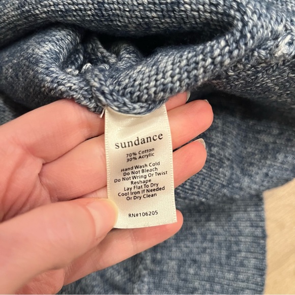 Sundance Valeria Blue Heathered Side Slit Slouchy Dolman Sweater Size M - Picture 5 of 6